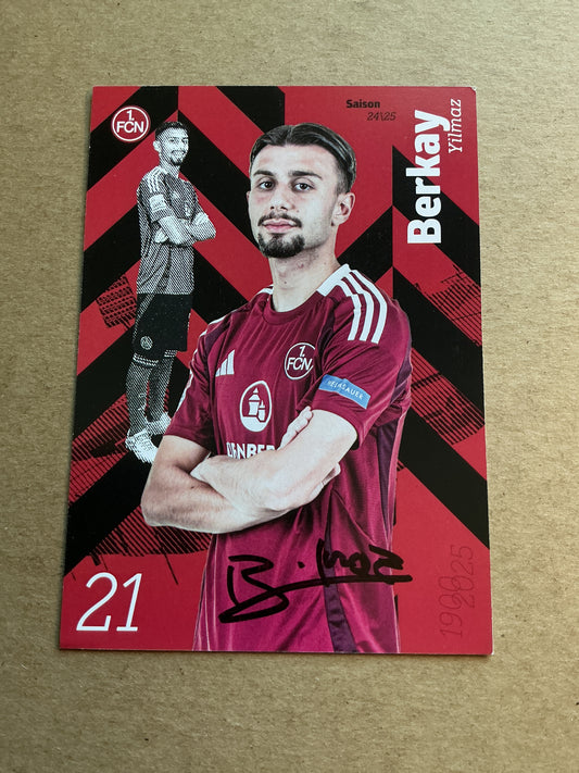 Berkay Yilmaz, Türkiye 🇹🇷 1.FC Nürnberg 2024/25 hand signed