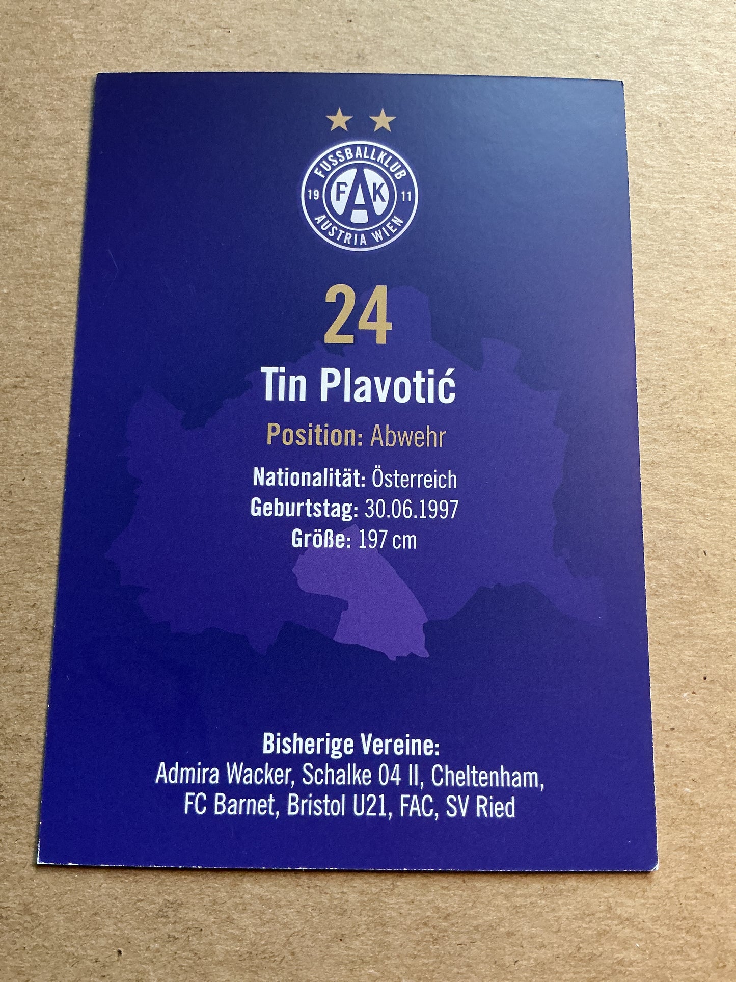 Tin Plavotic, Austria 🇦🇹 Austria Wien 2024/25 hand signed