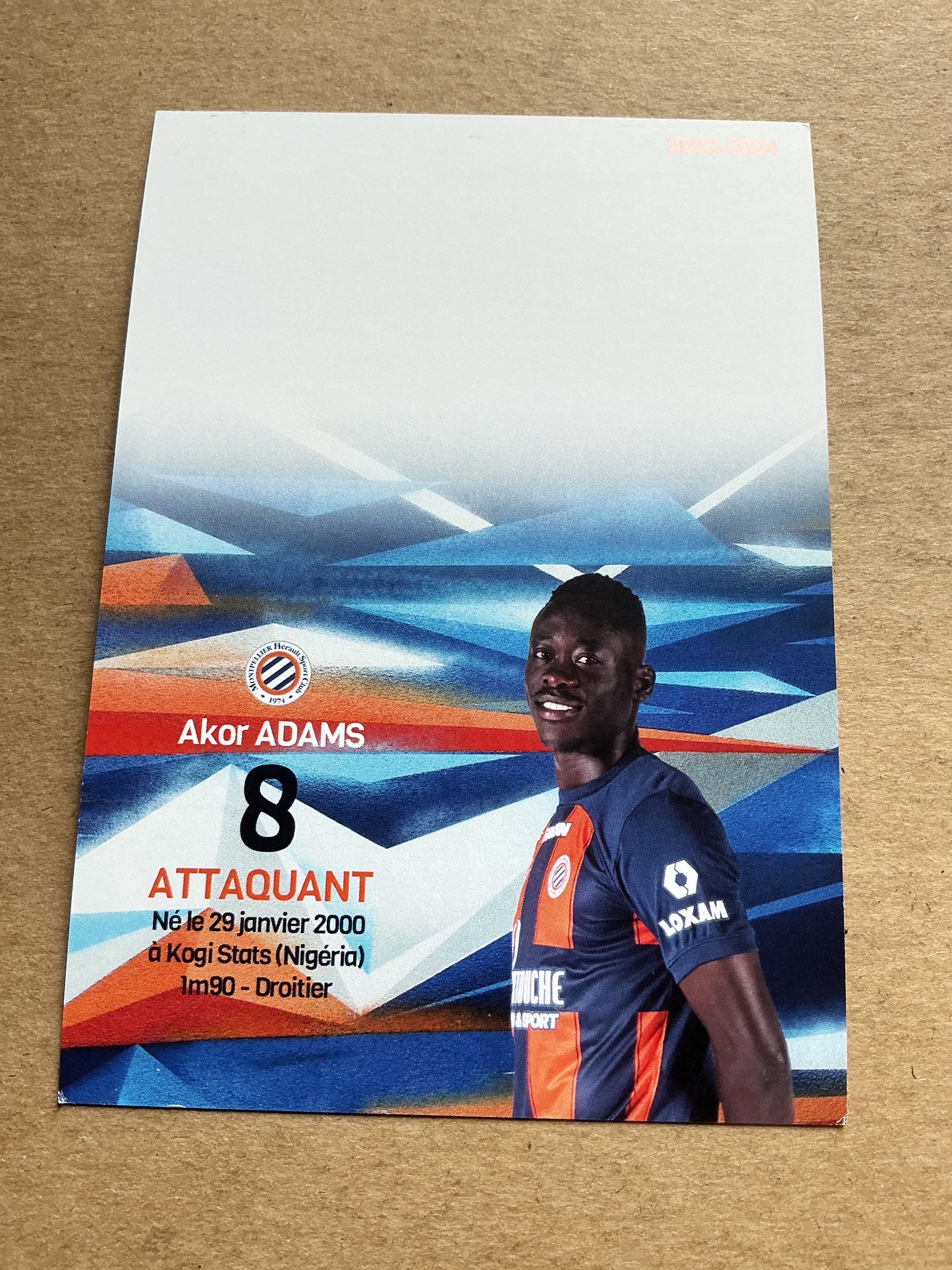 Akor Adams, Nigeria 🇳🇬 Montpellier HSC 2023/24 hand signed