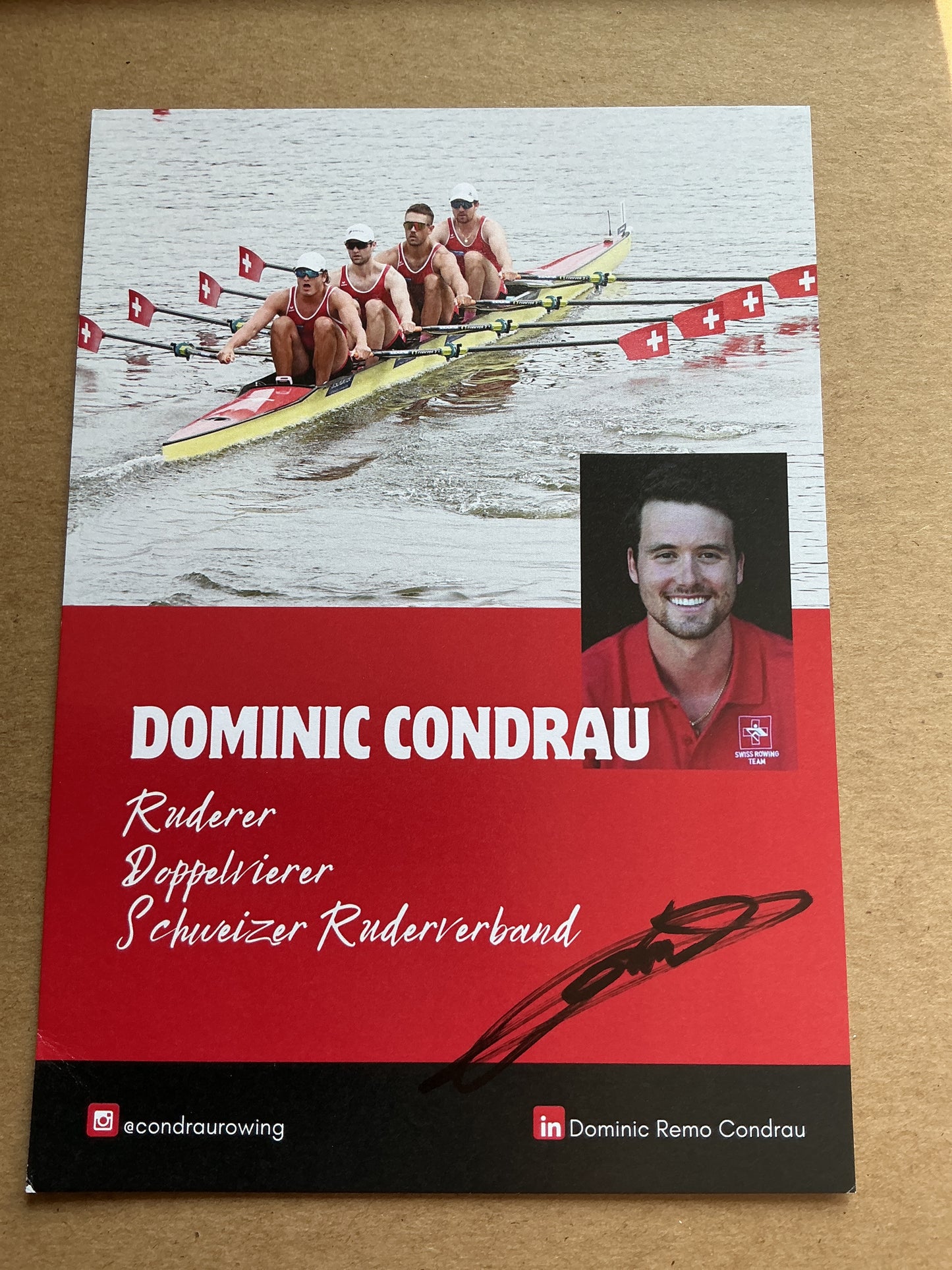Dominic Condrau, Switzerland 🇨🇭 Rowing Summer Olympics 2024 hand signed