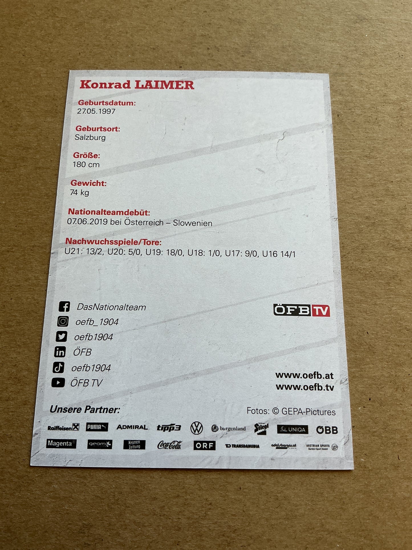 Konrad Laimer, Austria 🇦🇹 2021 hand signed