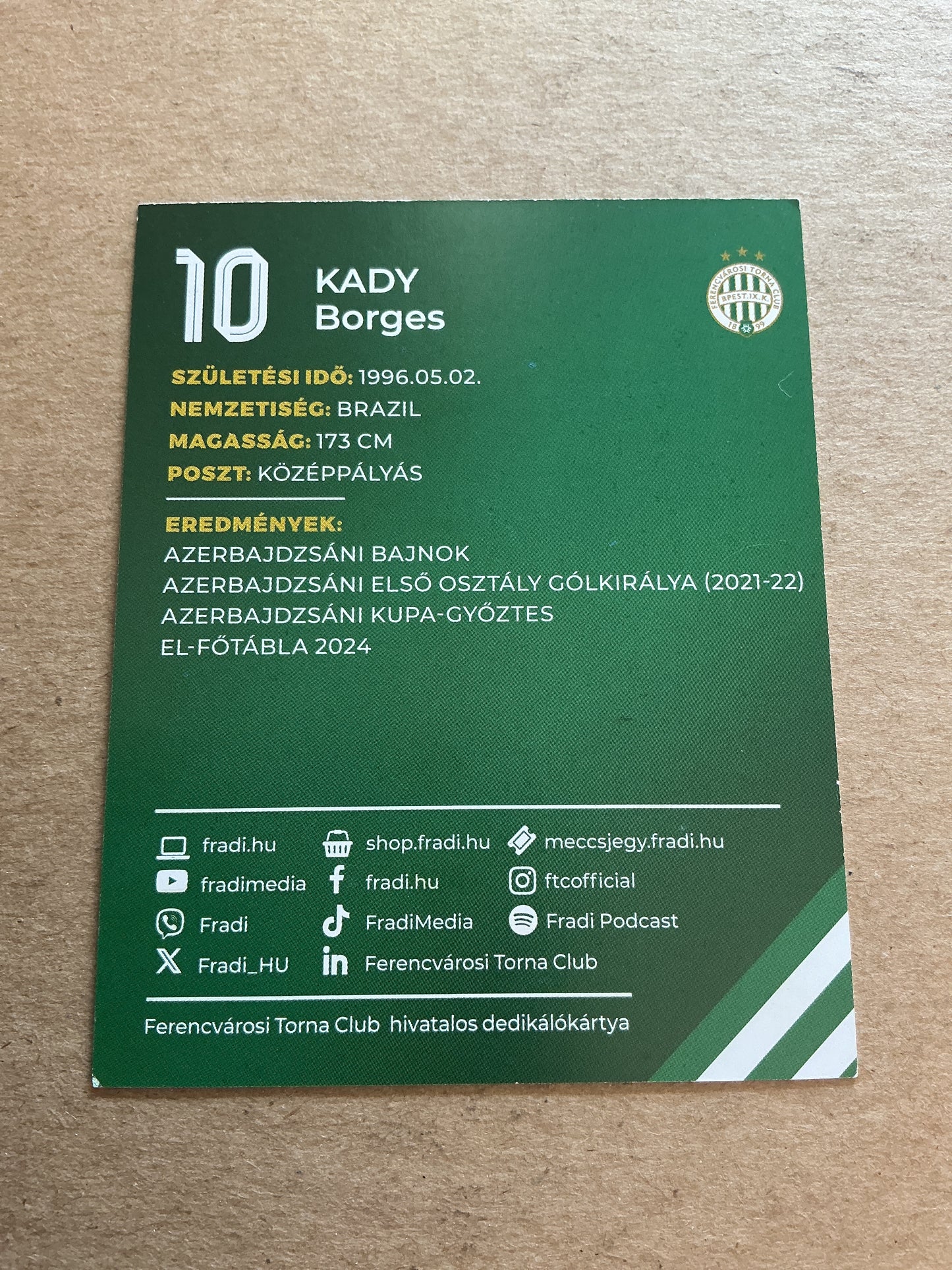 Kady Borges, Brazil 🇧🇷 Ferencvaros TC 2024/25 hand signed