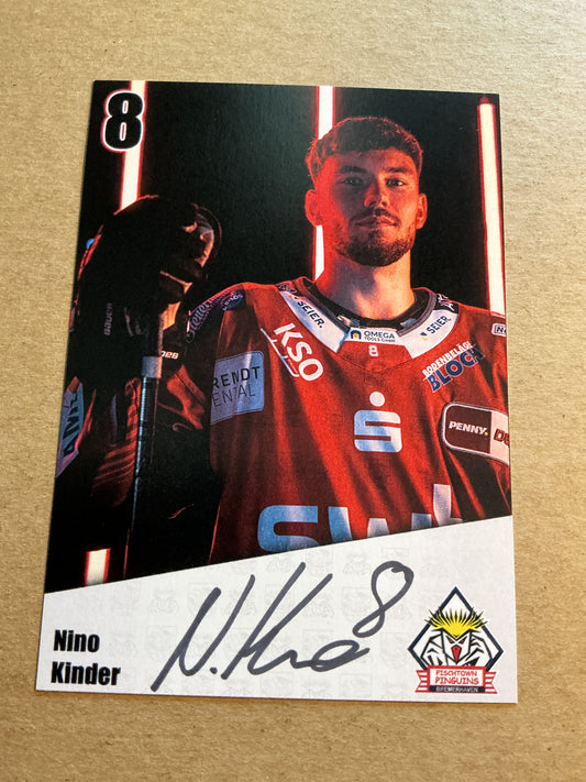 Nino Kinder, Germany 🇩🇪 Fishtown Pinguins 2024/25 hand signed