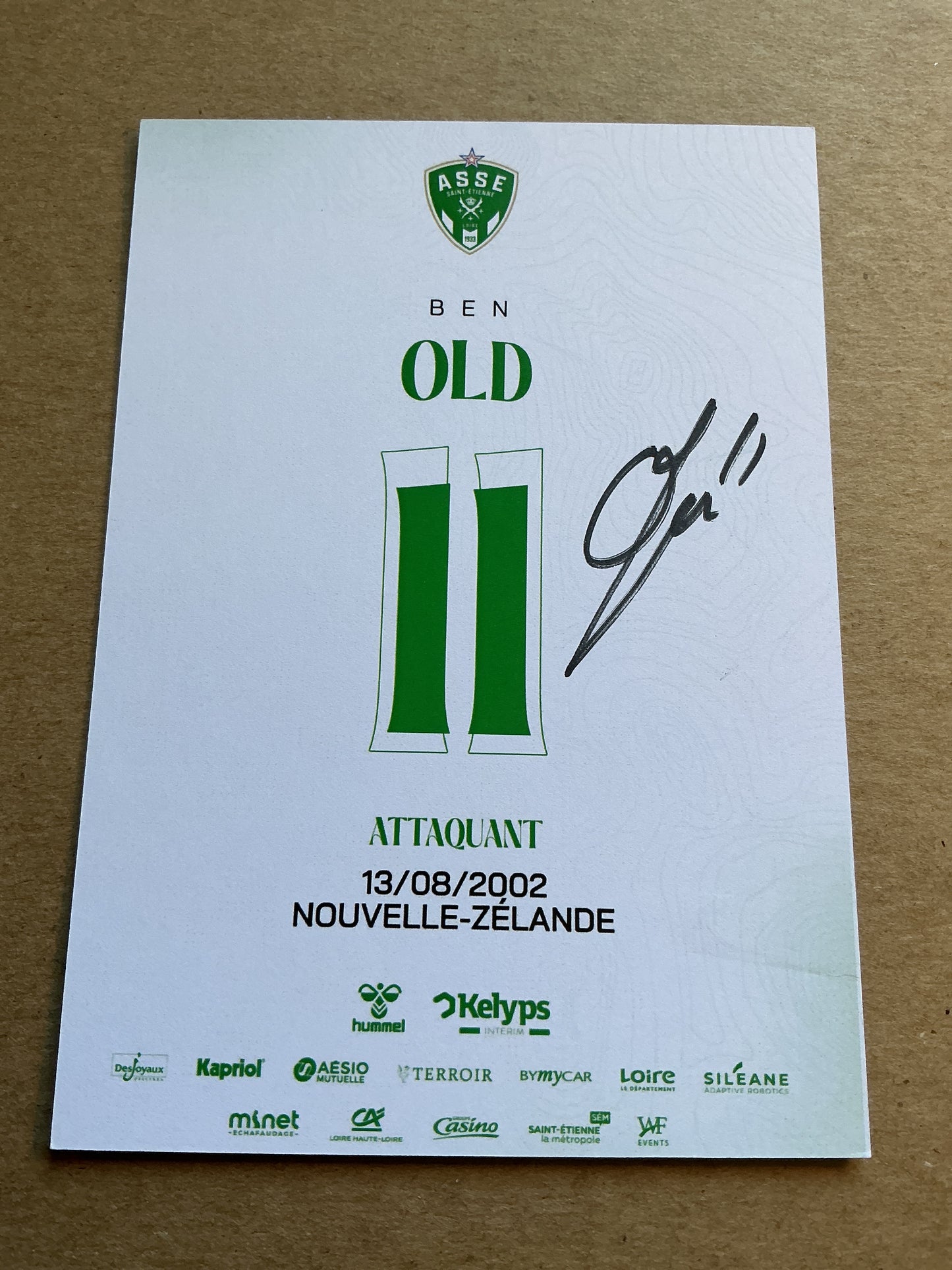 Ben Old, New Zealand 🇳🇿 AS Saint-Etienne 2024/25 hand signed