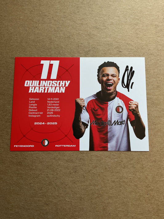 Quilindschy Hartman, Netherlands 🇳🇱 Feyenoord Rotterdam 2024/25 hand signed