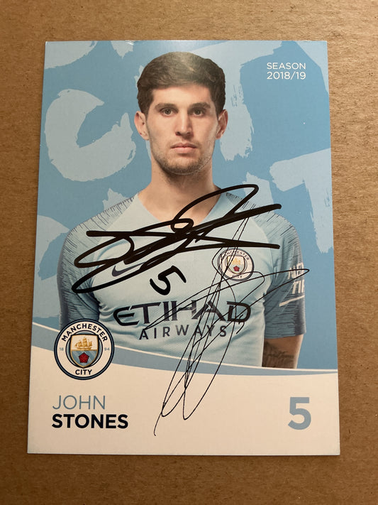 John Stones, England 🏴󠁧󠁢󠁥󠁮󠁧󠁿 Manchester City 2018/19 hand signed