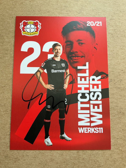 Mitchell Weiser, Germany 🇩🇪 Bayer 04 Leverkusen 2020/21 hand signed