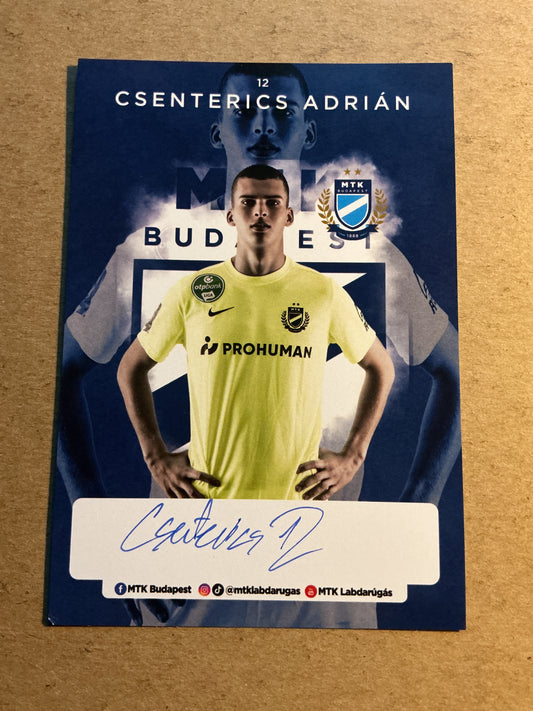 Adrián Csenterics, Hungary 🇭🇺 MTK Budapest 2021/22 hand signed
