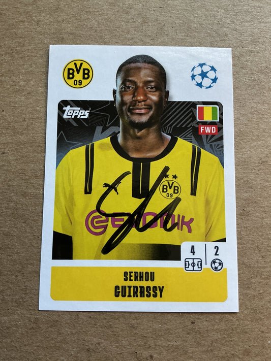 Serhou Guirassy, Guinea 🇬🇳 Borussia Dortmund 2024/25 Topps hand signed