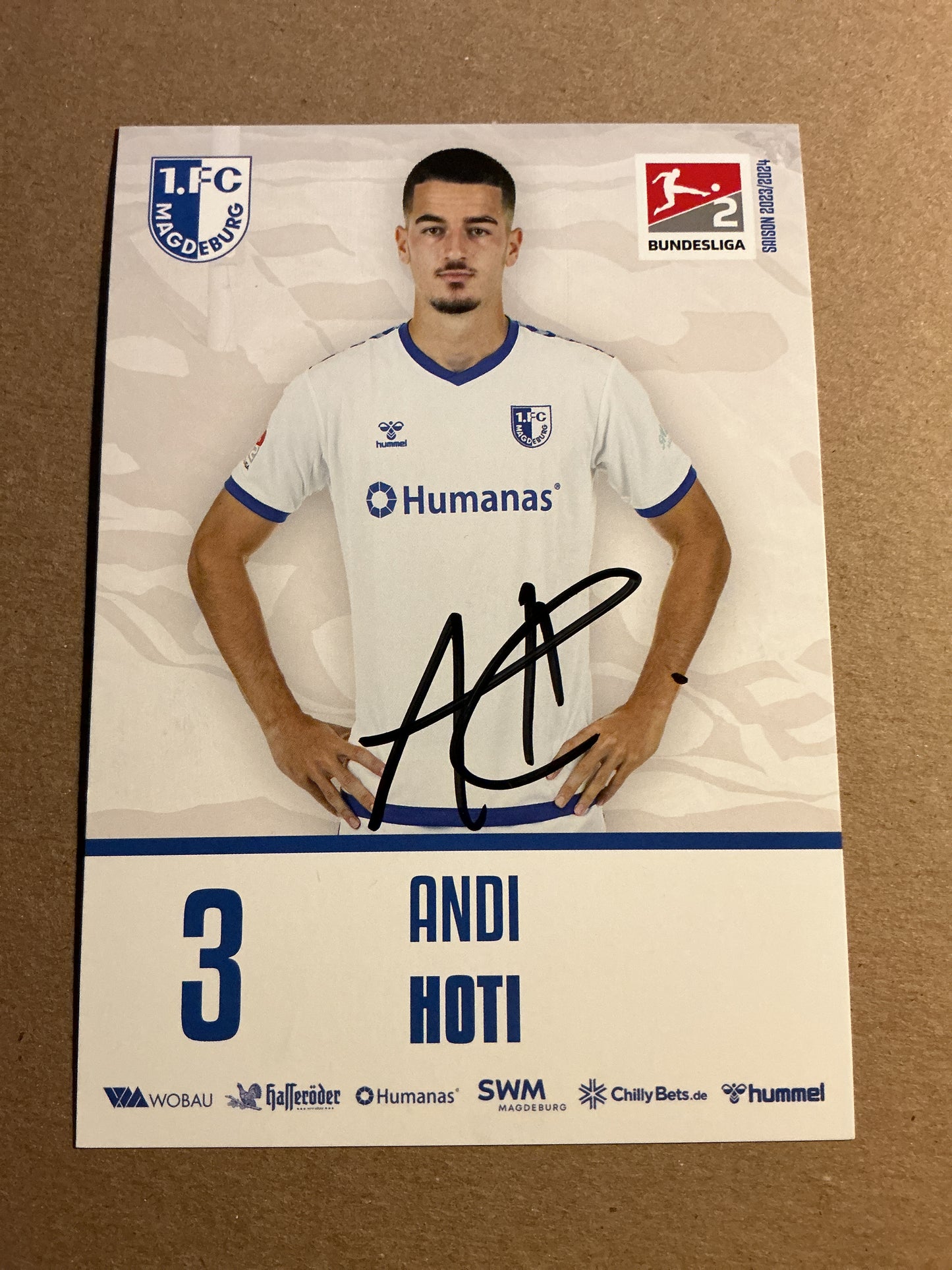 Andi Hoti, Kosovo 🇽🇰 1.FC Magdeburg 2023/24 hand signed