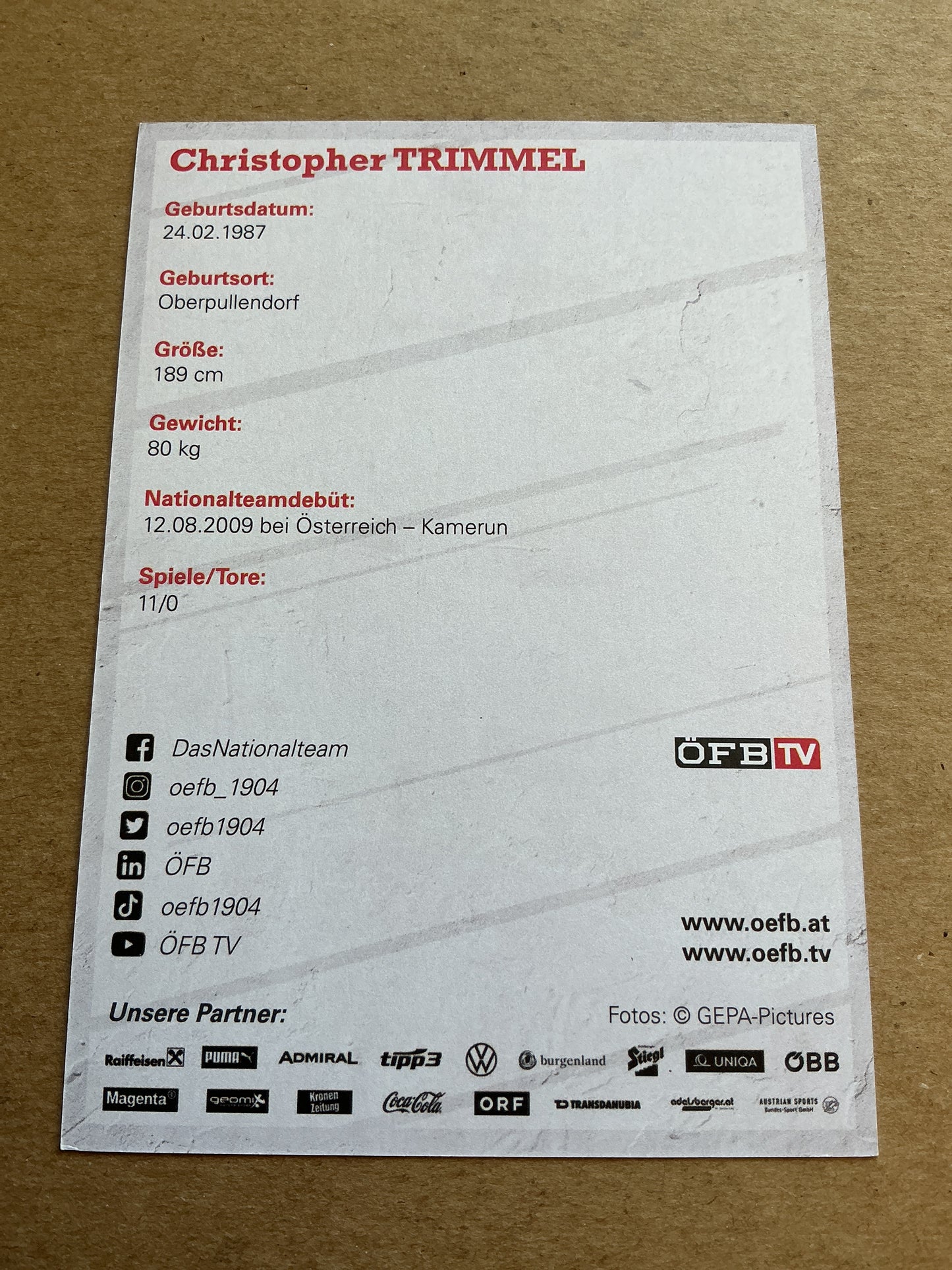 Christopher Trimmel, Austria 🇦🇹 2021 hand signed