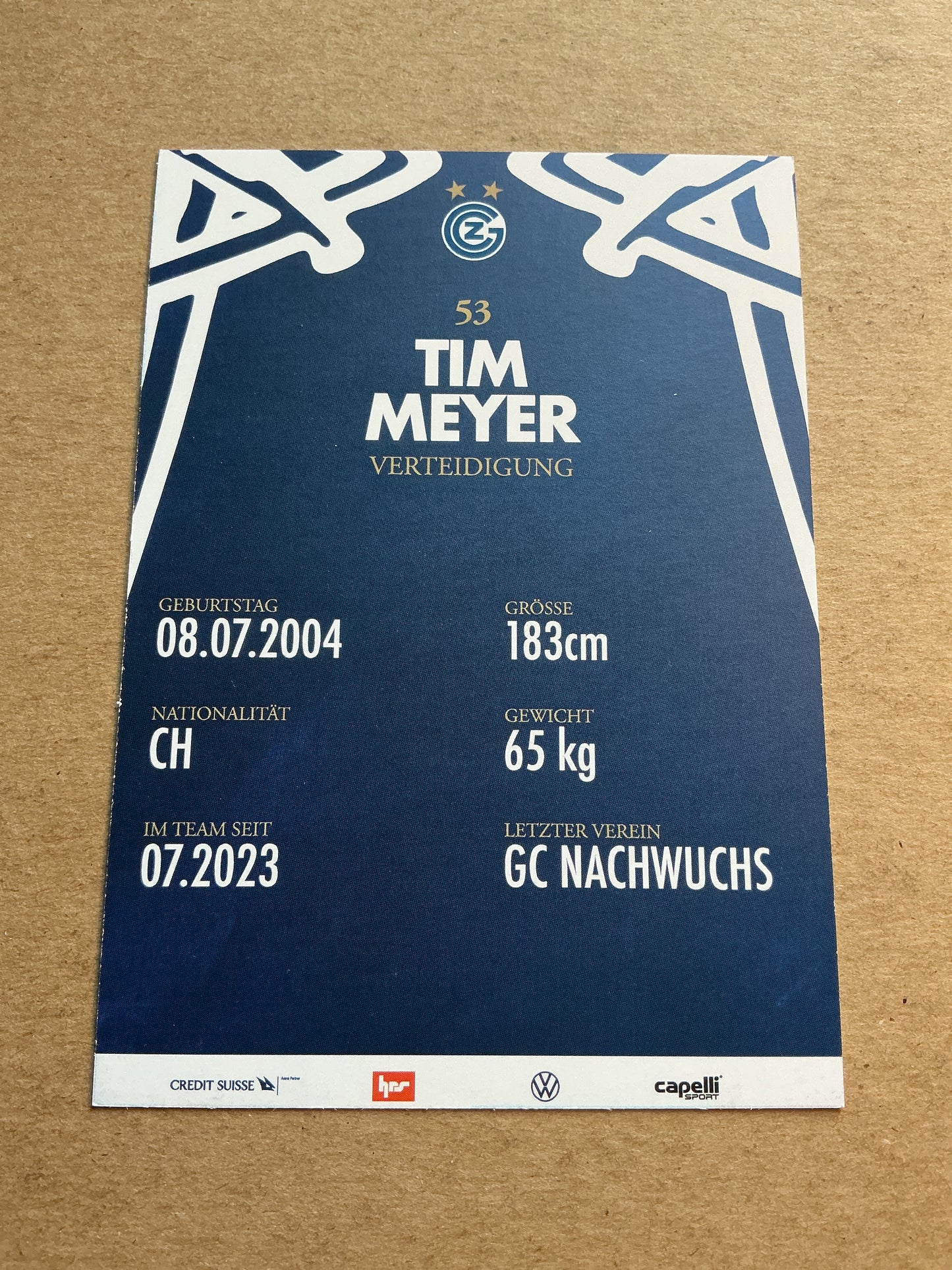 Tim Meyer, Switzerland 🇨🇭 Grasshopper Club Zürich 2023/24 hand signed