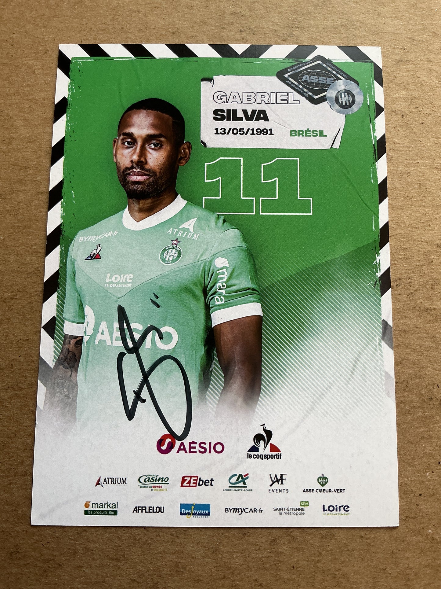 Gabriel Silva, Brazil 🇧🇷 AS Saint-Étienne 2020/21 hand signed