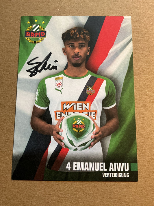 Emanuel Aiwu, Austria 🇦🇹 Rapid Wien 2021/22 hand signed