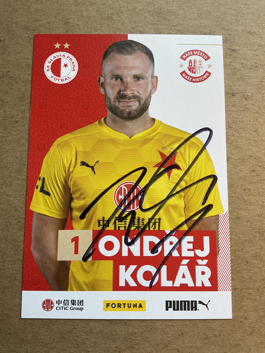 Ondřej Kolář, Czech Republic 🇨🇿 SK Slavia Prague 2020/21 hand signed