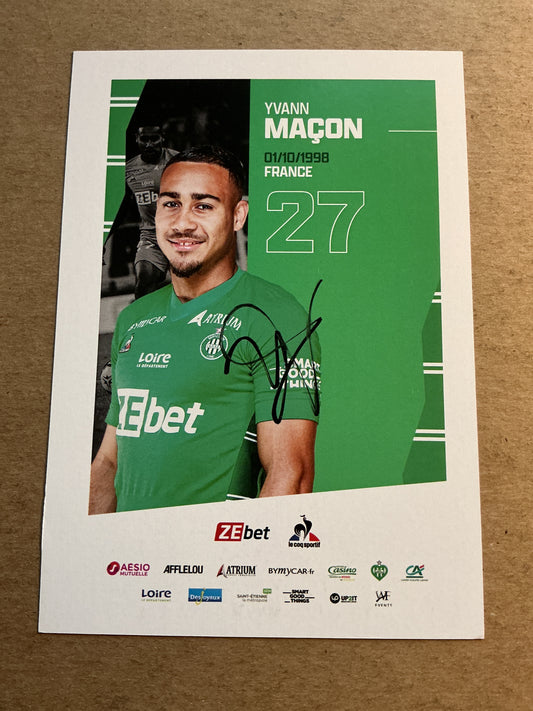 Yvann Maçon, France 🇫🇷 AS Saint-Étienne 2021/22 hand signed