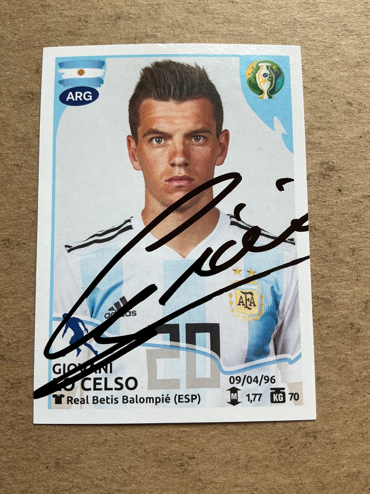 Giovani Lo Celso, Argentina 🇦🇷 Copa America 2019 Panini hand signed