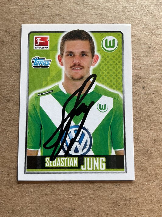 Sebastian Jung, Germany 🇩🇪 VfL Wolfsburg 2014/15 Topps hand signed