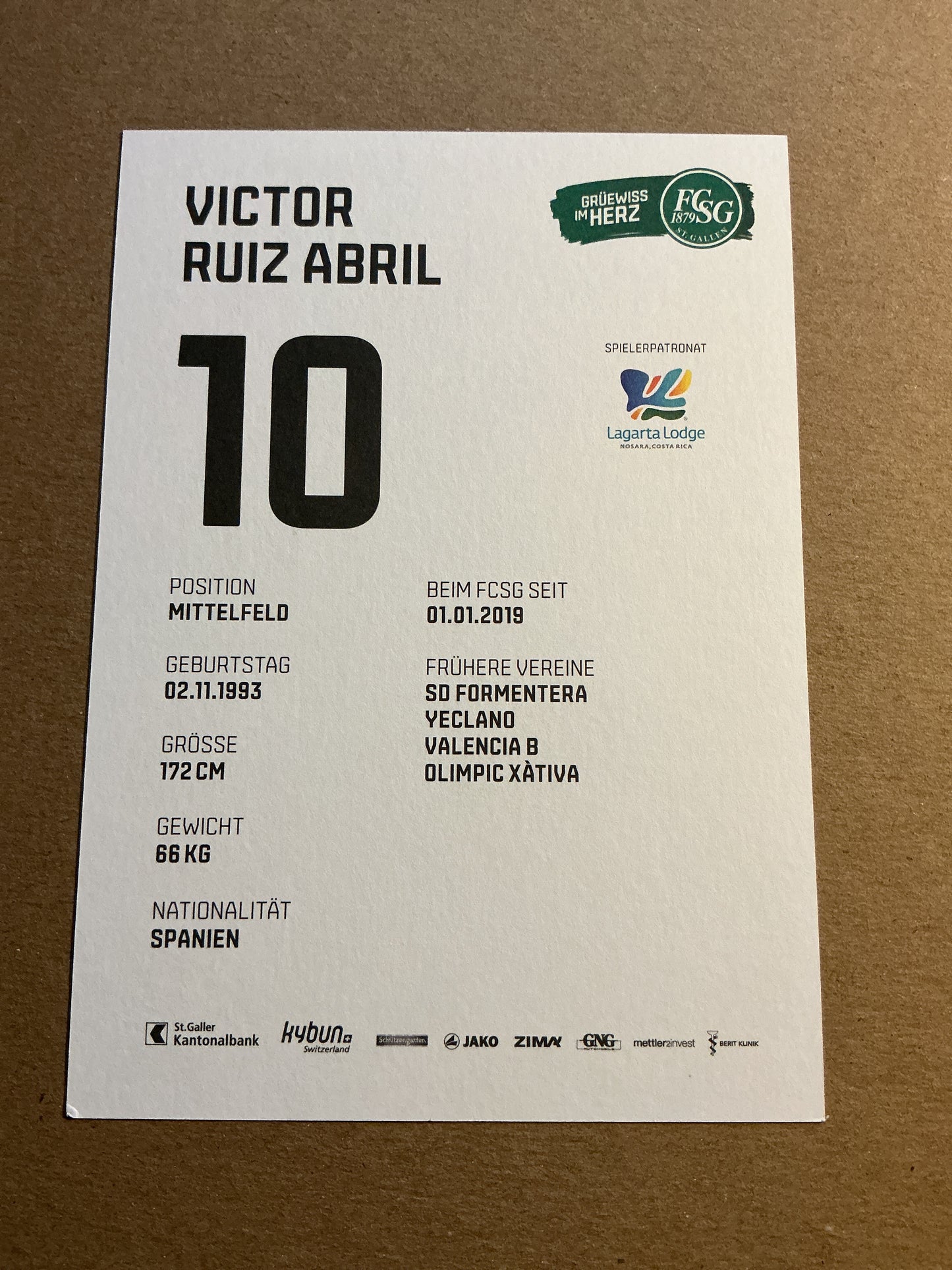 Victor Ruiz Abril, Spain 🇪🇸 FC St. Gallen 2021/22 hand signed