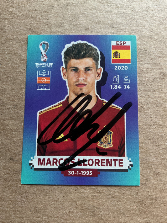 Marcos Llorente, Spain 🇪🇸 FIFA World Cup 2022 Panini hand signed