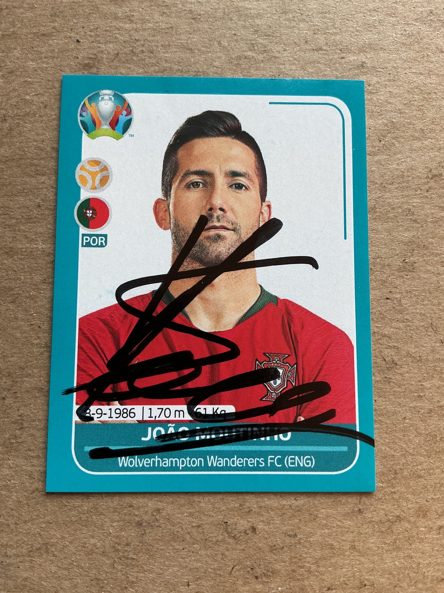 João Moutinho, Portugal 🇵🇹 UEFA Euro 2020 Panini hand signed