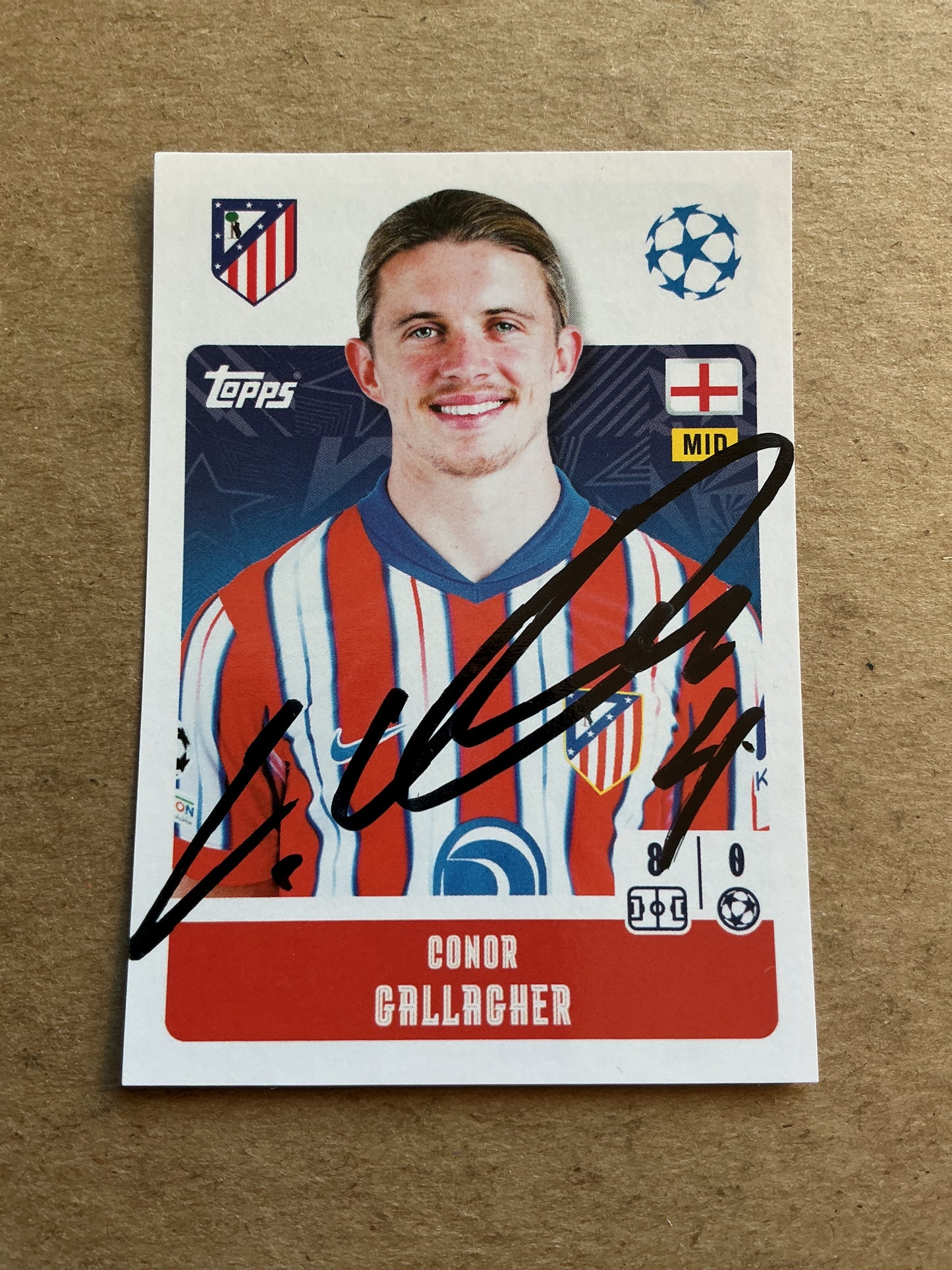 Conor Gallagher, England 🏴󠁧󠁢󠁥󠁮󠁧󠁿 Atletico Madrid 2024/25 Topps hand signed