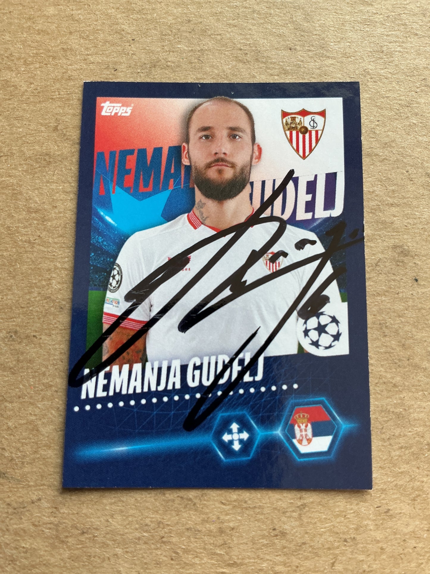 Nemanja Gudelj, Serbia 🇷🇸 Sevilla FC 2023/24 Topps hand signed
