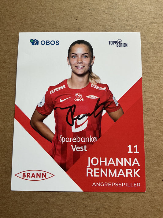 Johanna Renmark, Sweden 🇸🇪 SK Brann 2024/25 hand signed