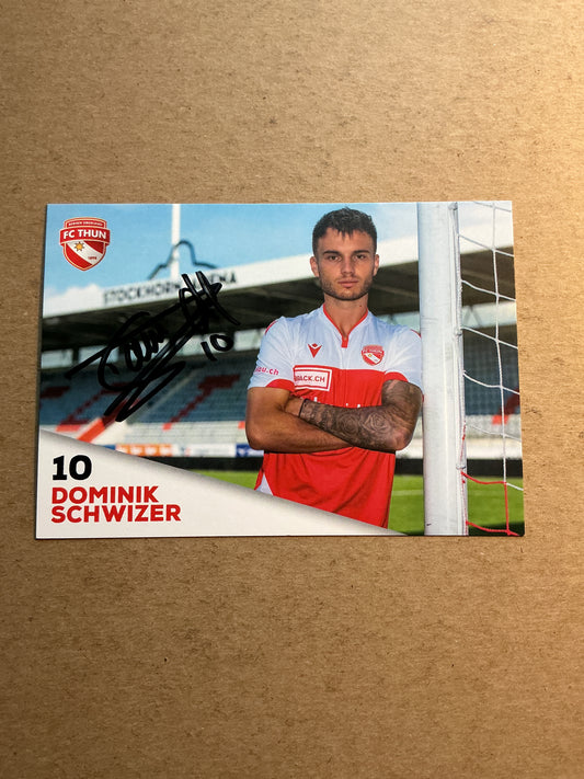 Dominik Schwizer, Switzerland 🇨🇭 FC Thun 2020/21 hand signed