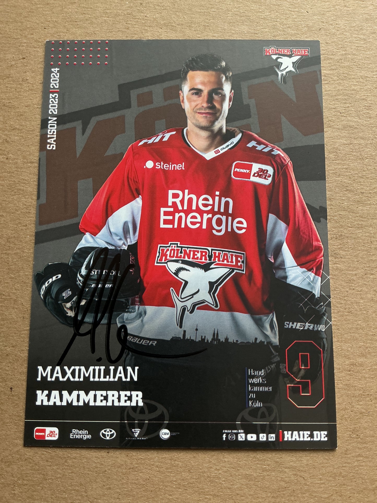 Maximilian Kammerer, Germany 🇩🇪 Kölner Haie 2023/24 hand signed