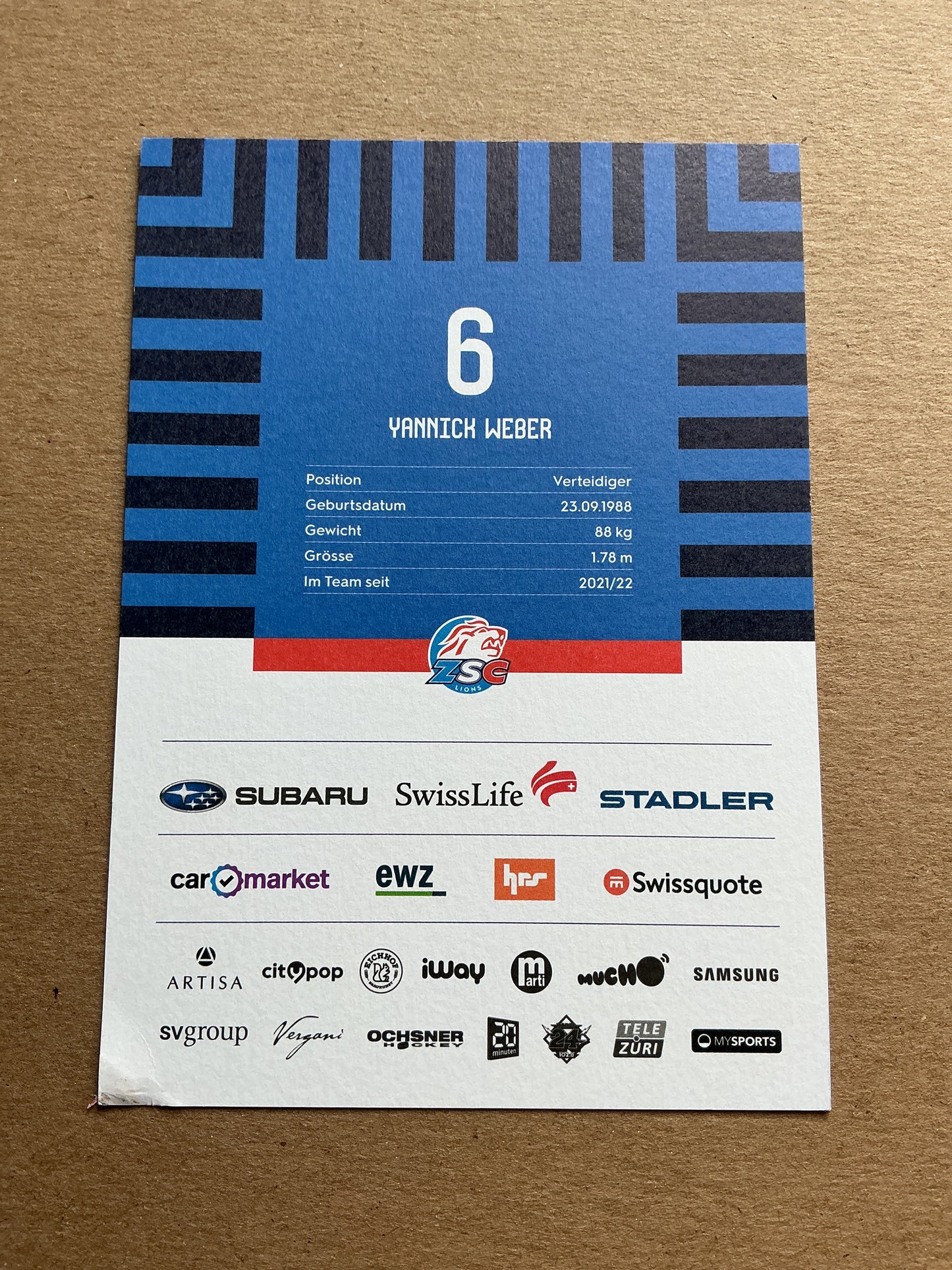 Yannick Weber, Switzerland 🇨🇭 ZSC Lions 2024/25 hand signed