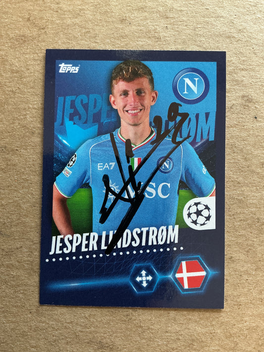 Jesper Lindstrøm, Denmark 🇩🇰 SSC Napoli  2023/24 Topps hand signed