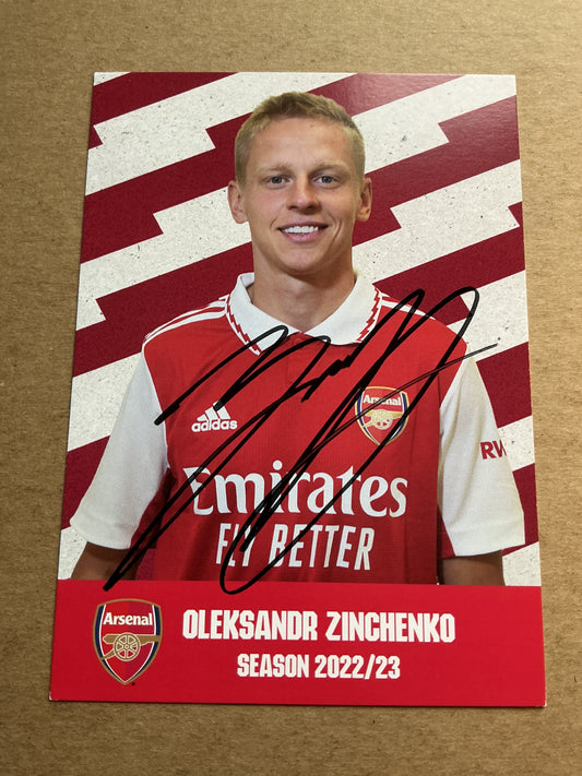 Oleksandr Zinchenko, Ukraine 🇺🇦 Arsenal FC 2022/23 hand signed