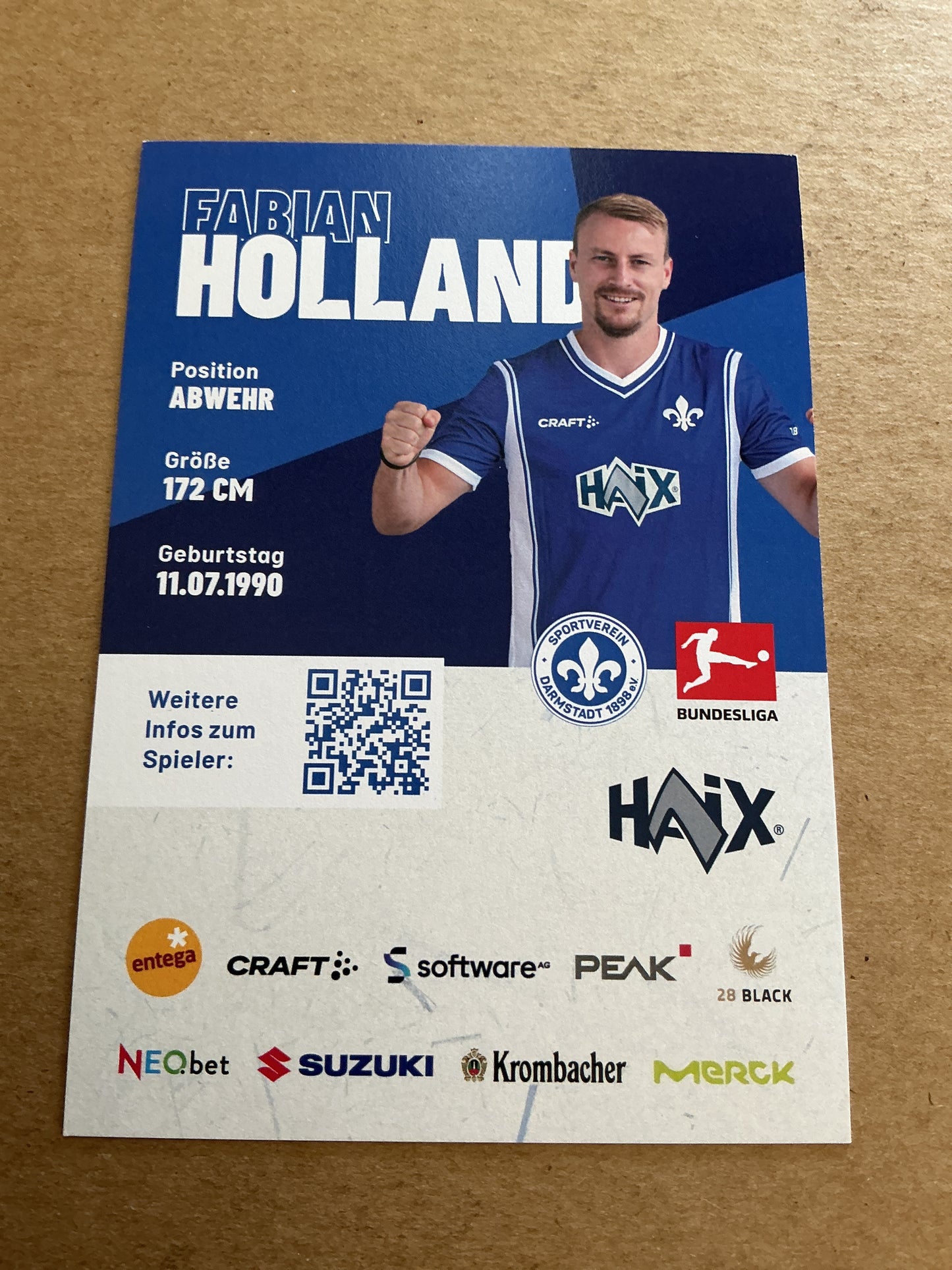 Fabian Holland, Germany 🇩🇪 SV Darmstadt 98 2023/24 hand signed