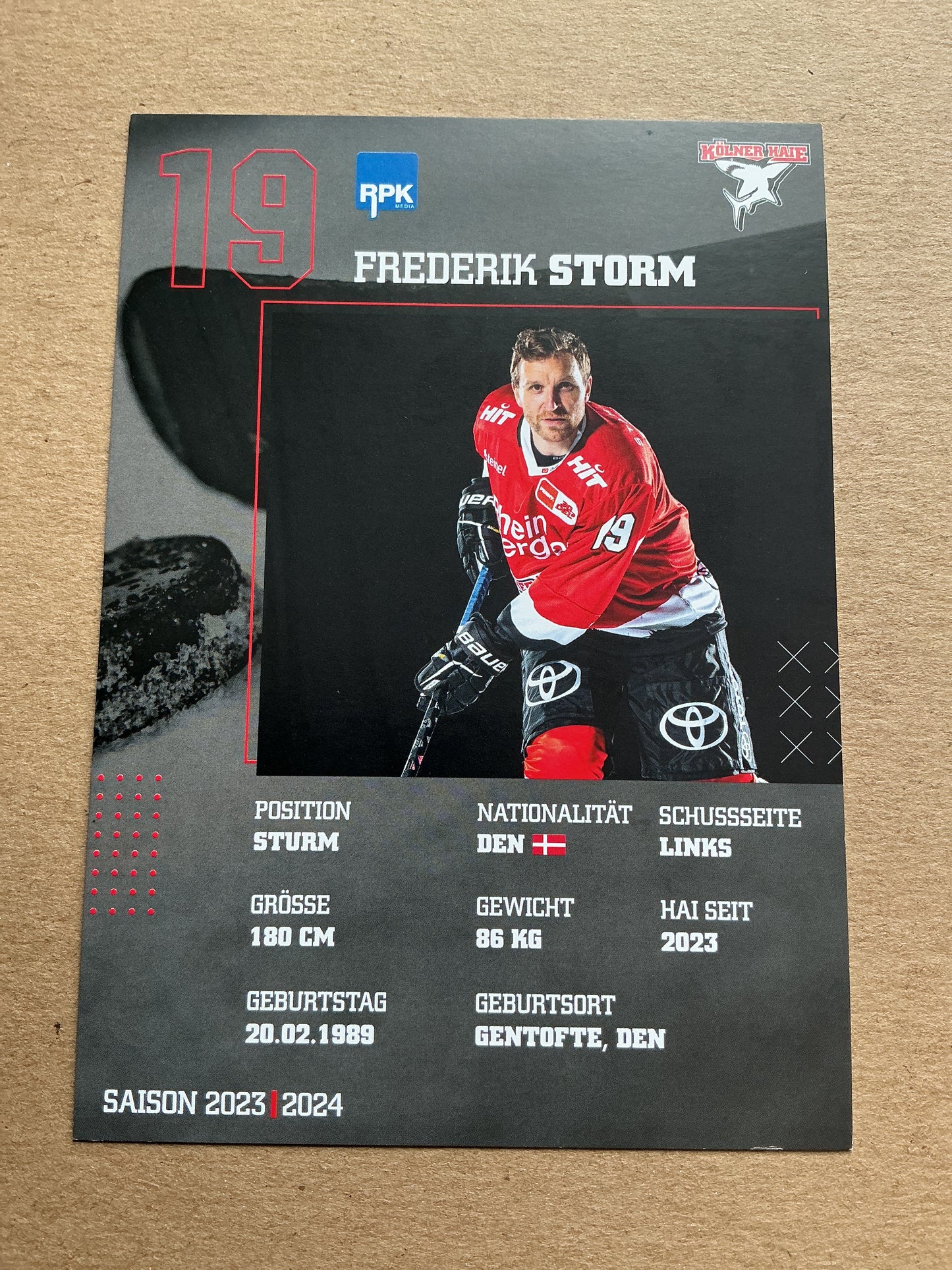 Frederik Storm, Denmark 🇩🇰 Kölner Haie 2023/24 hand signed