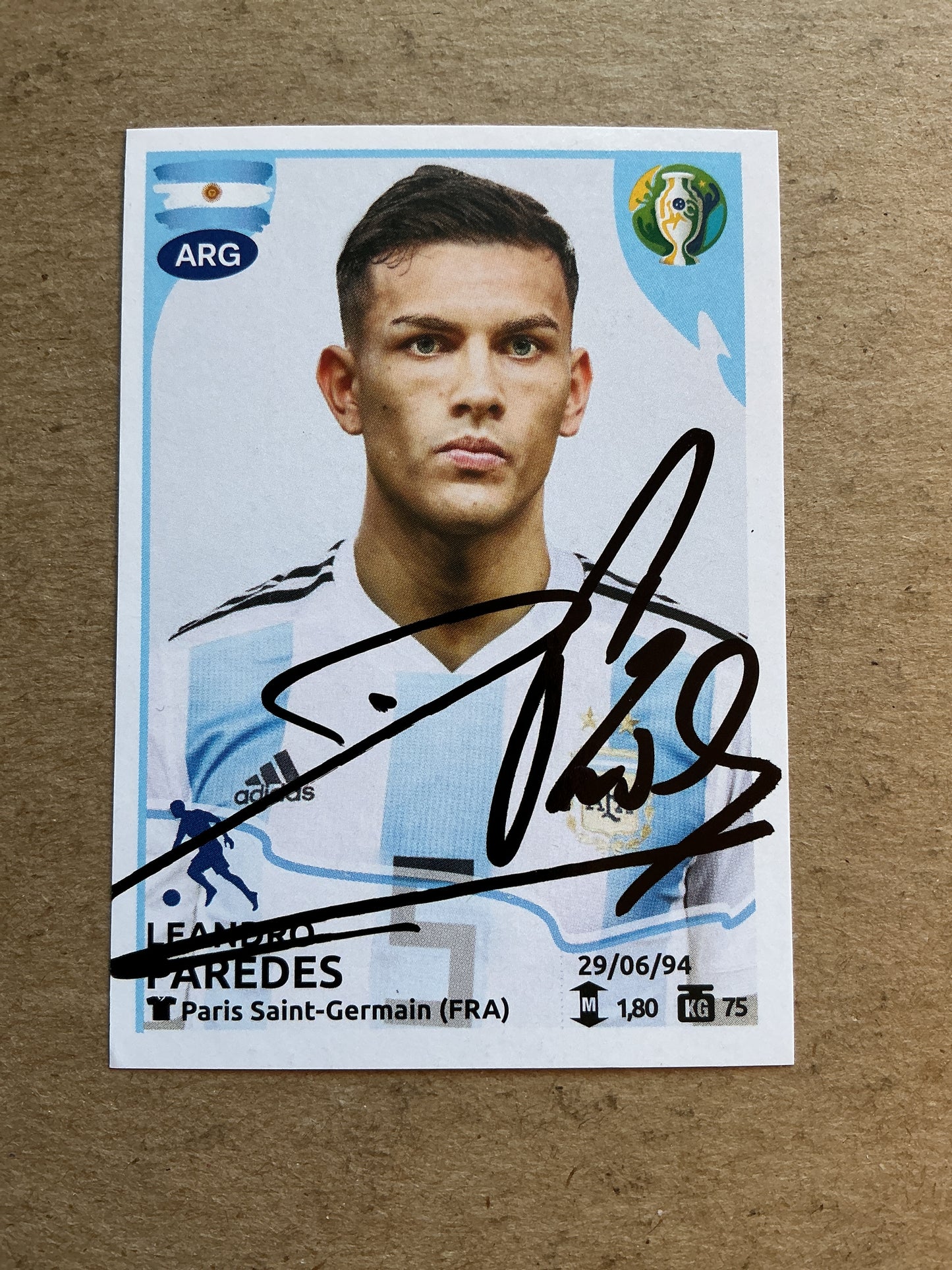 Leandro Paredes, Argentina 🇦🇷 Copa America 2019 Panini hand signed