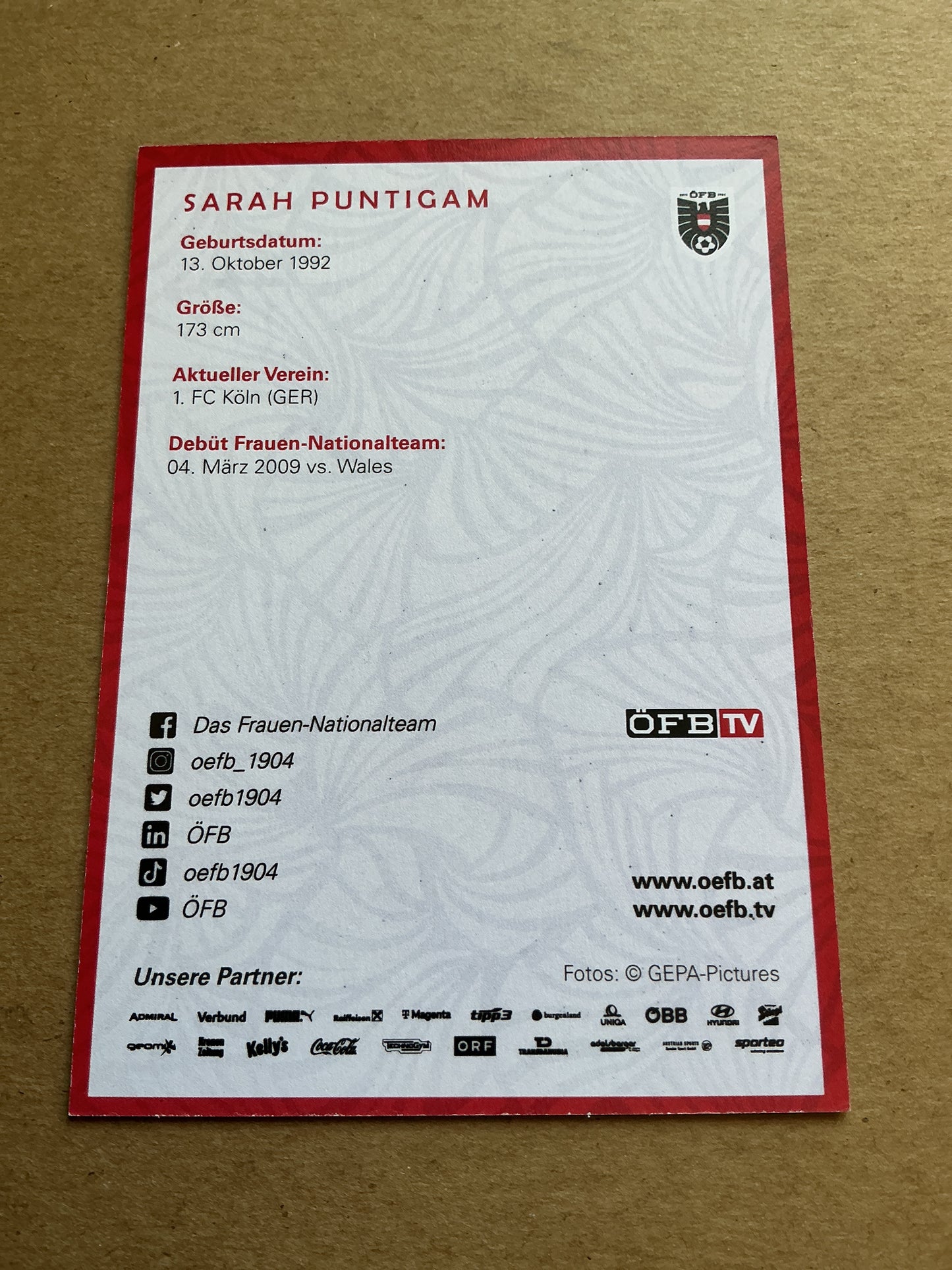 Sarah Puntigam, Austria 🇦🇹 2024 1.FC Köln hand signed