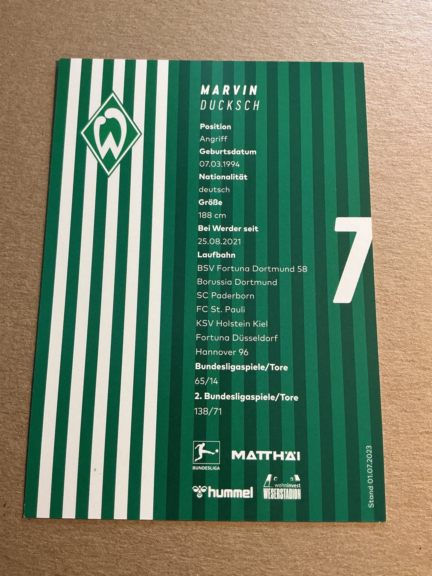 Marvin Duksch, Germany 🇩🇪 SV Werder Bremen 2023/24 hand signed