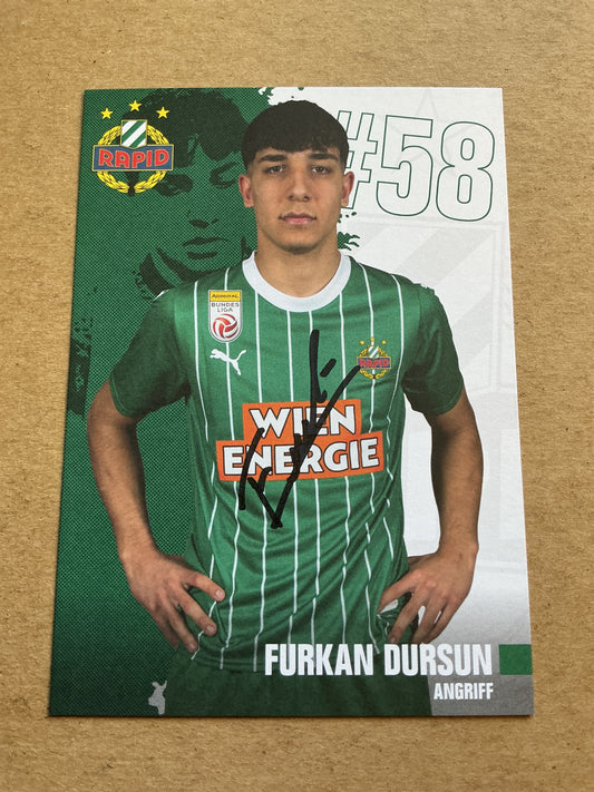 Furkan Dursun, Austria 🇦🇹 SK Rapid Wien 2023/24 hand signed