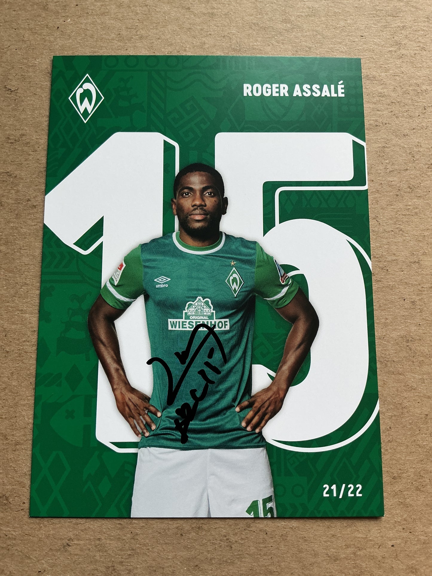 Roger Assalé, Ivory Coast 🇨🇮 SV Werder Bremen 2021/22 hand signed