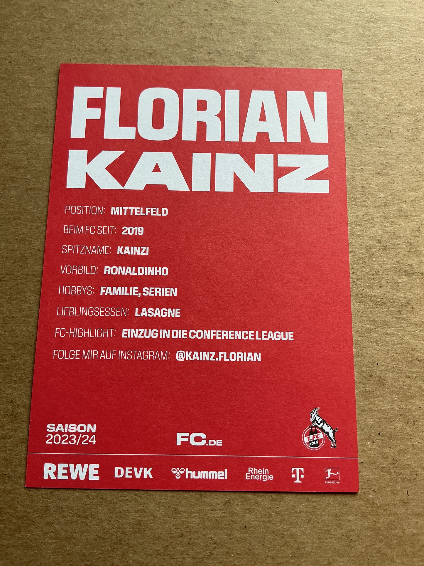 Florian Kainz, Austria 🇦🇹 1.FC Köln 2023/24 hand signed