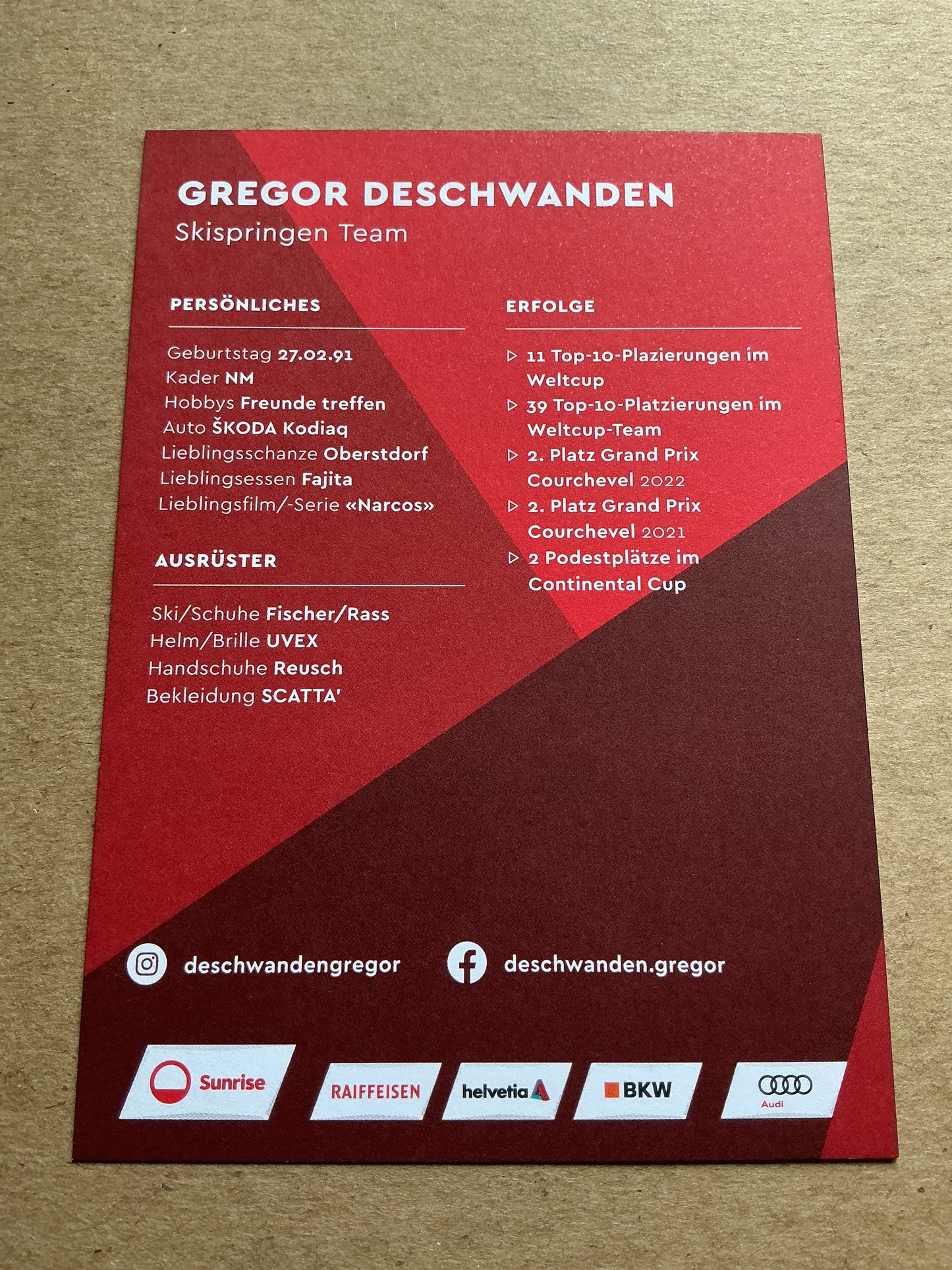 Gregor Deschwanden, Austria 🇦🇹 Ski Jump Winter Sports 2024/25 hand signed