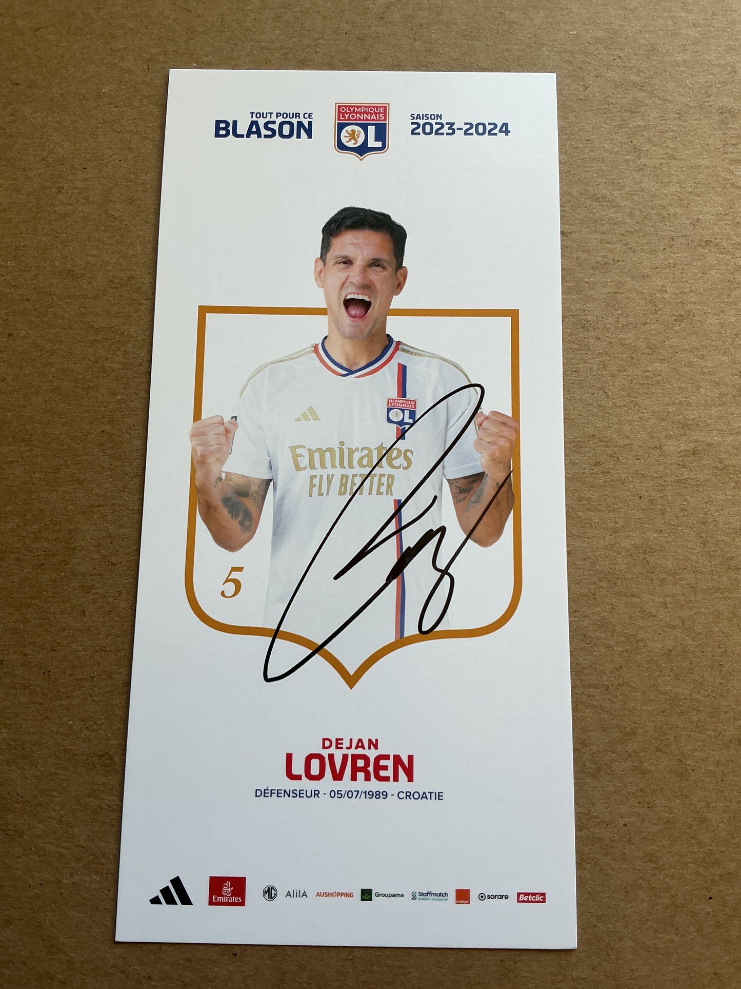 Dejan Lovren, Croatia 🇭🇷 Olympique Lyon 2023/24 hand signed