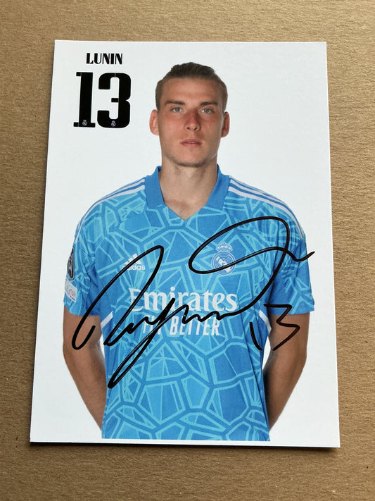 Andriy Lunin, Ukraine 🇺🇦 Real Madrid 2022/23 hand signed