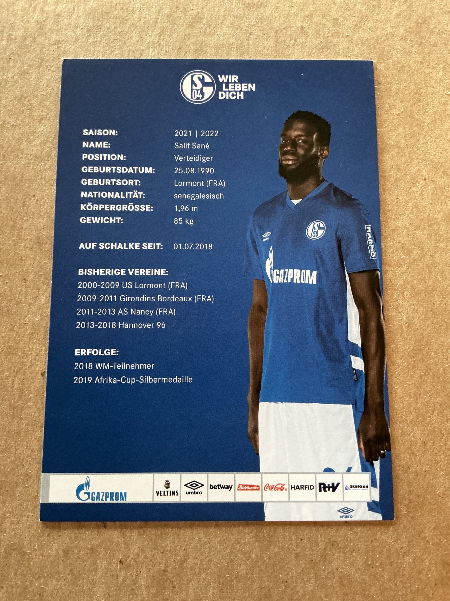 Salif Sané, Senegal 🇸🇳 FC Schalke 04 2021/22 hand signed