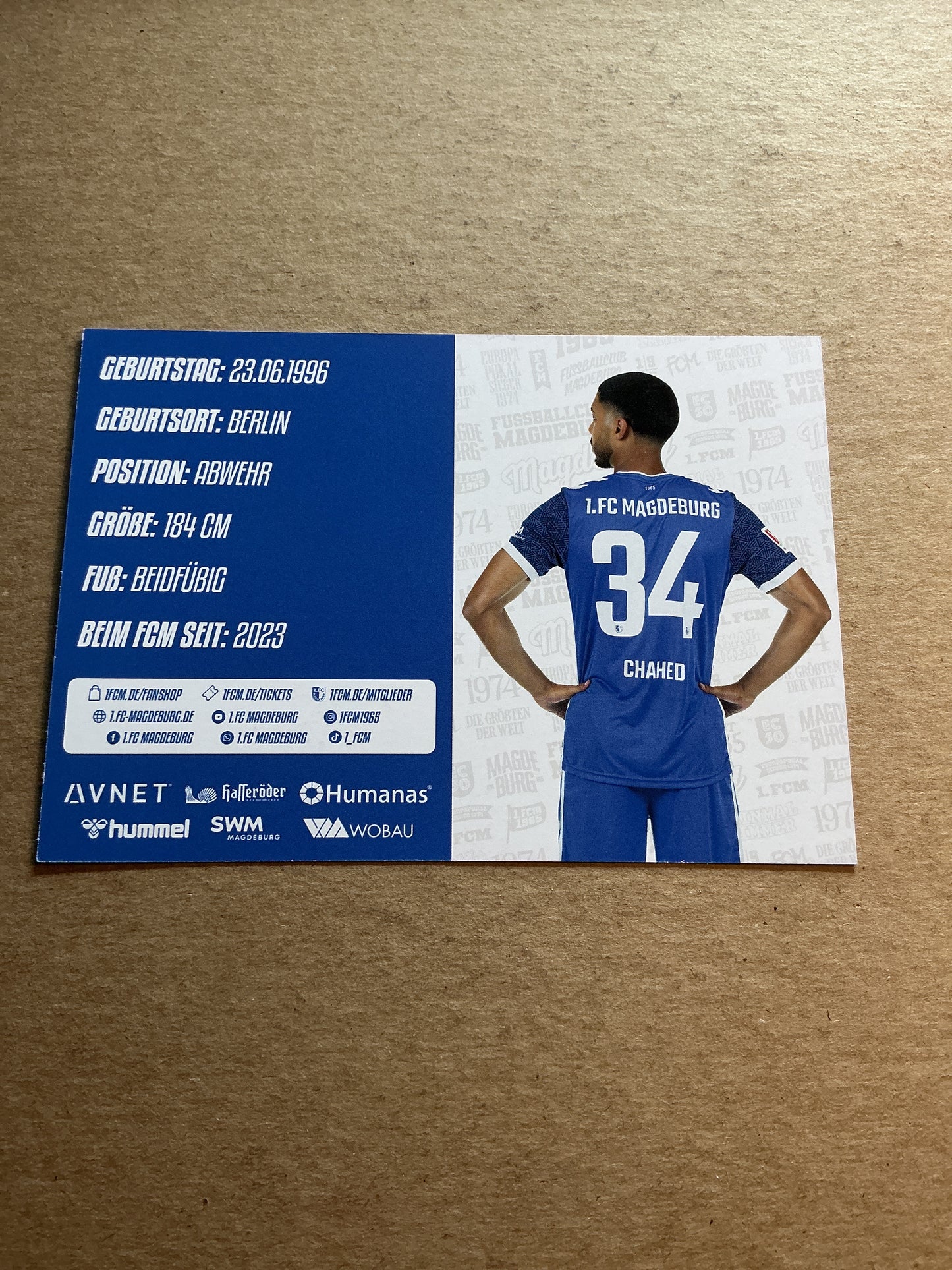 Tarek Chahed, Germany 🇩🇪 1.FC Magdeburg 2024/25 hand signed