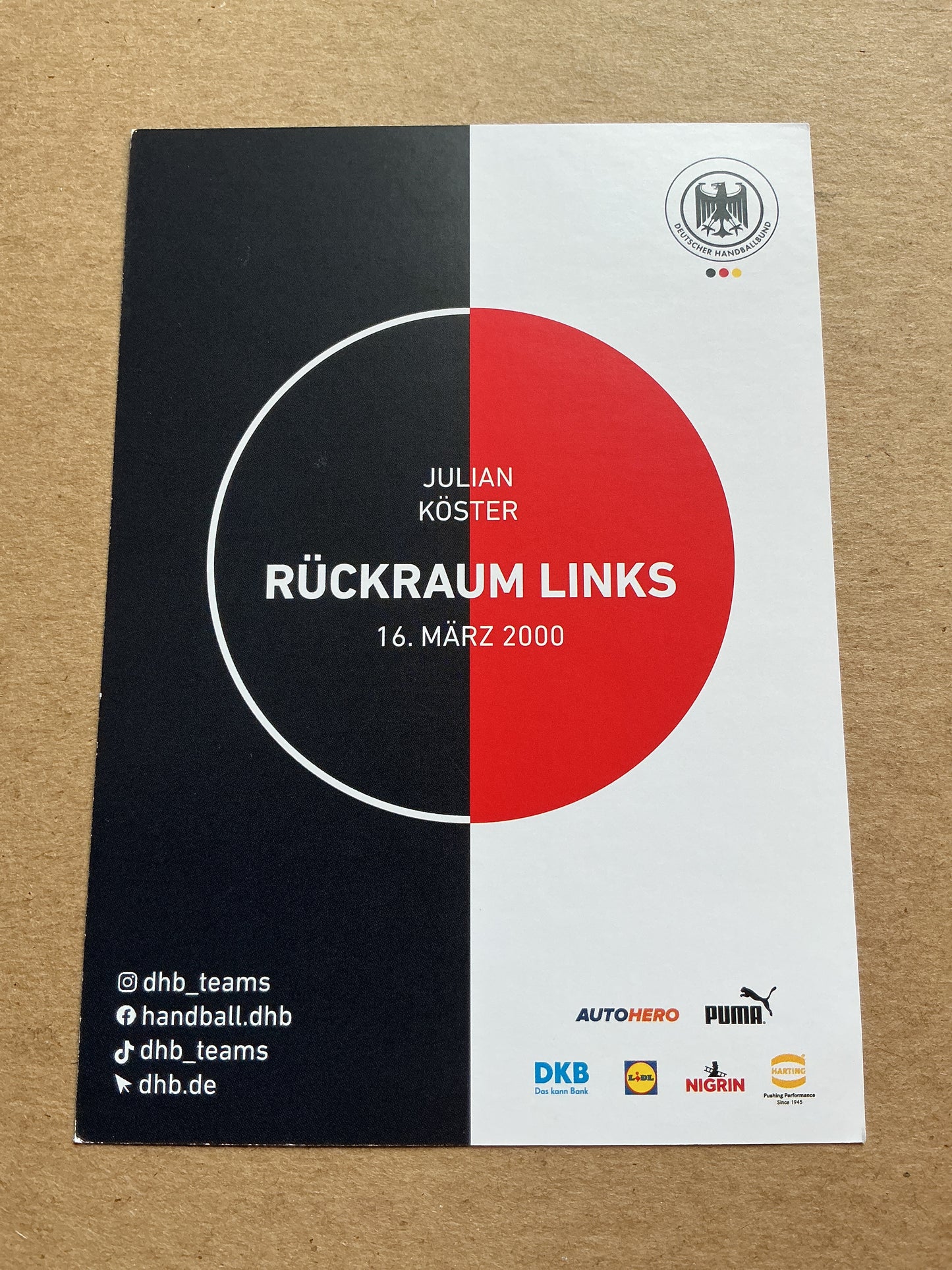 Julian Köster, Germany 🇩🇪 Handball Summer Olympics 2024 hand signed