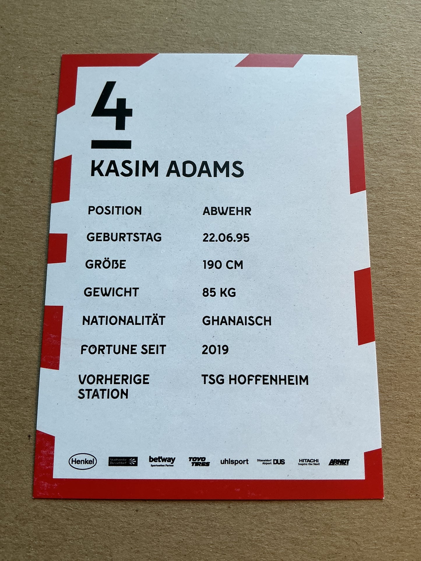 Kasim Adams, Ghana 🇬🇭 Fortuna Düsseldorf 2019/20 hand signed