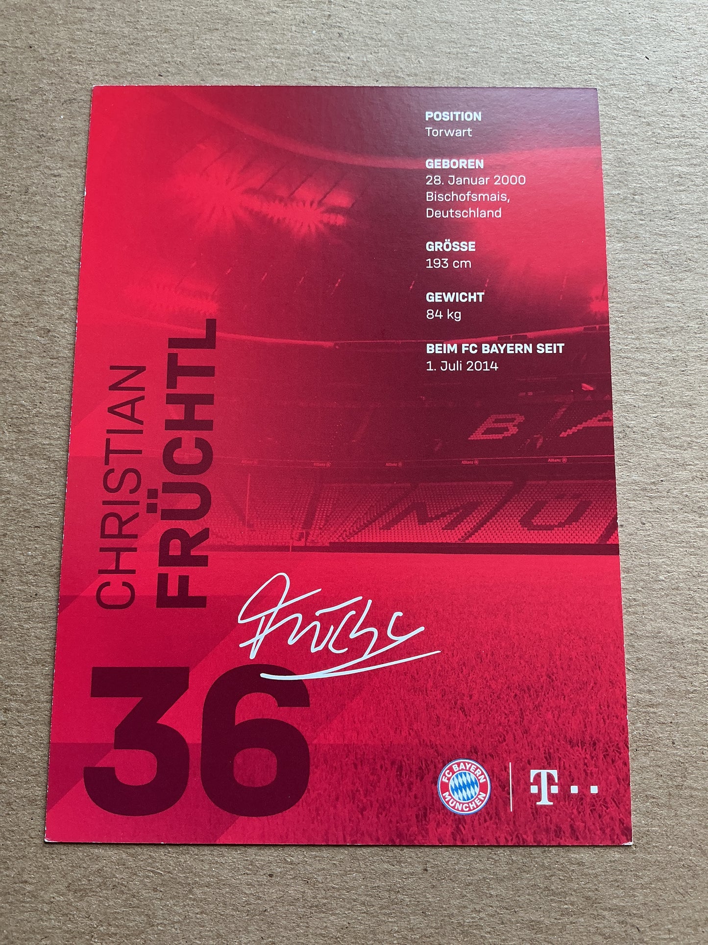 Christian Früchtl, Germany 🇩🇪 FC Bayern München 2019/20 hand signed