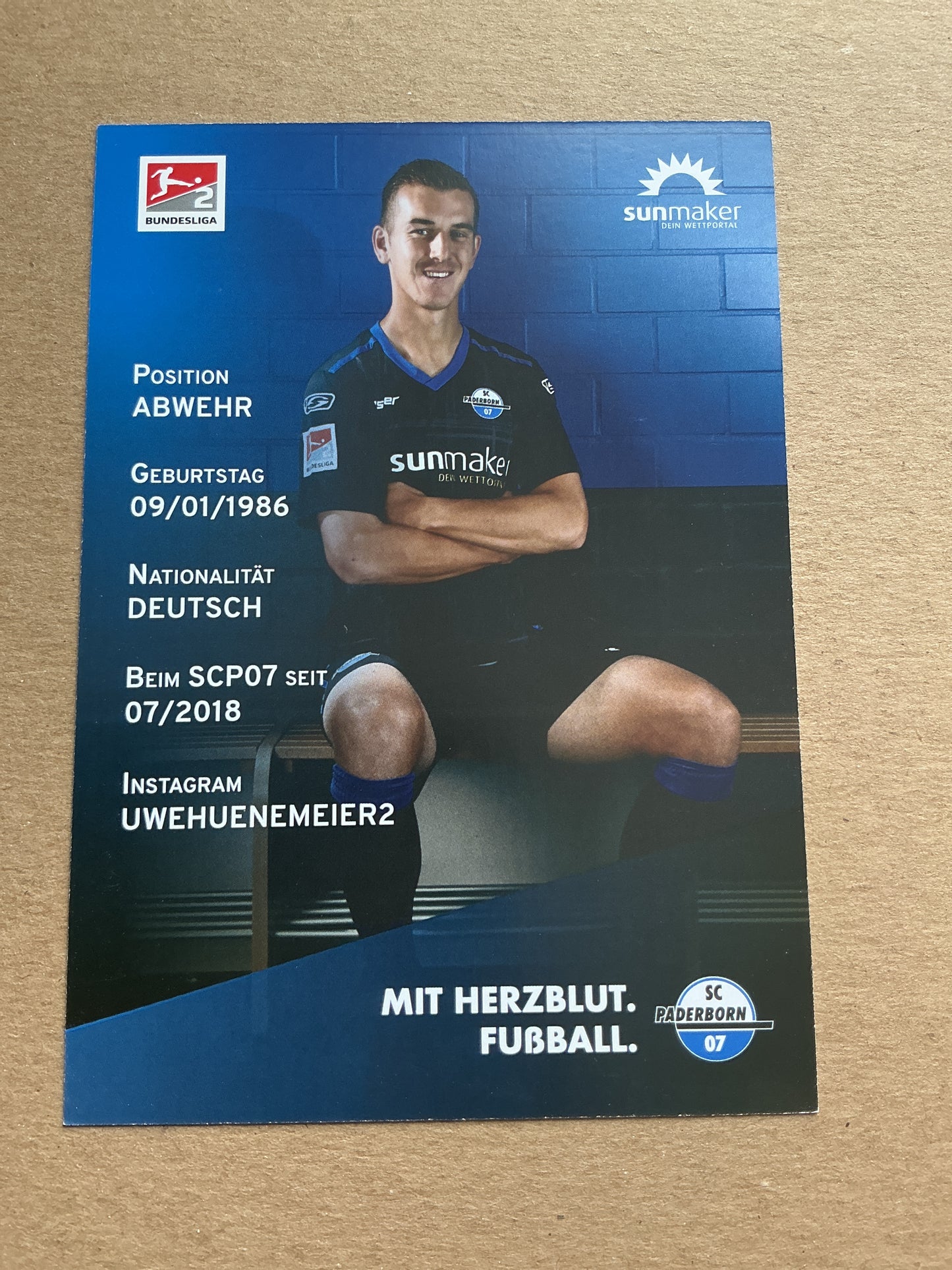 Uwe Hünemeier, Germany 🇩🇪 SC Paderborn 07 2020/21 hand signed